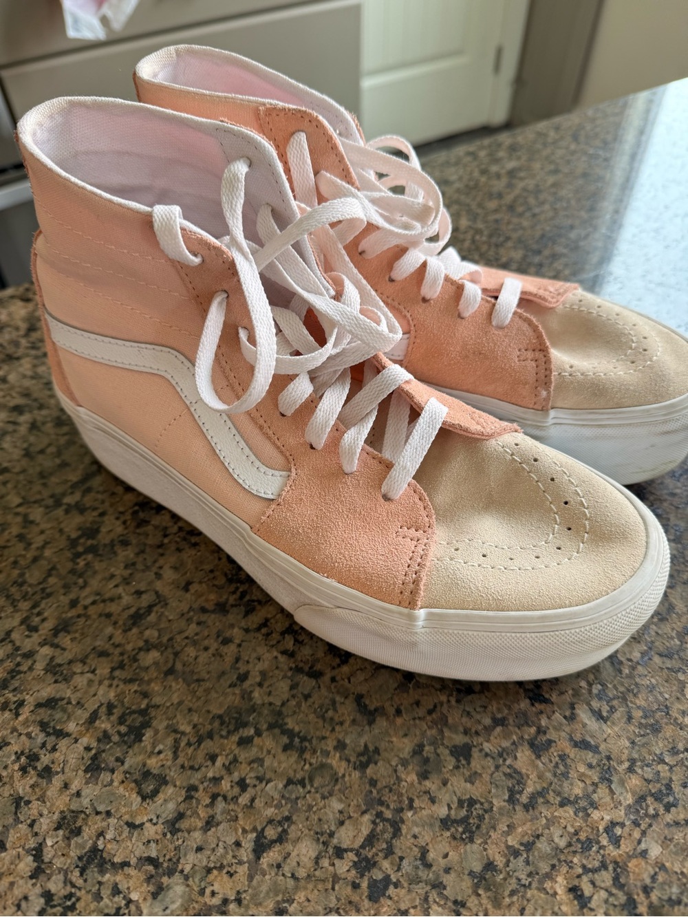 Vans Women’s High-Top Sneakers in Peach and Cream